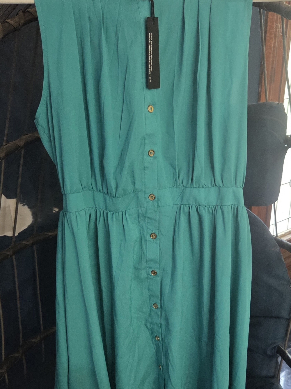Sweet Rain Teal Sleeveless Button-Front Dress